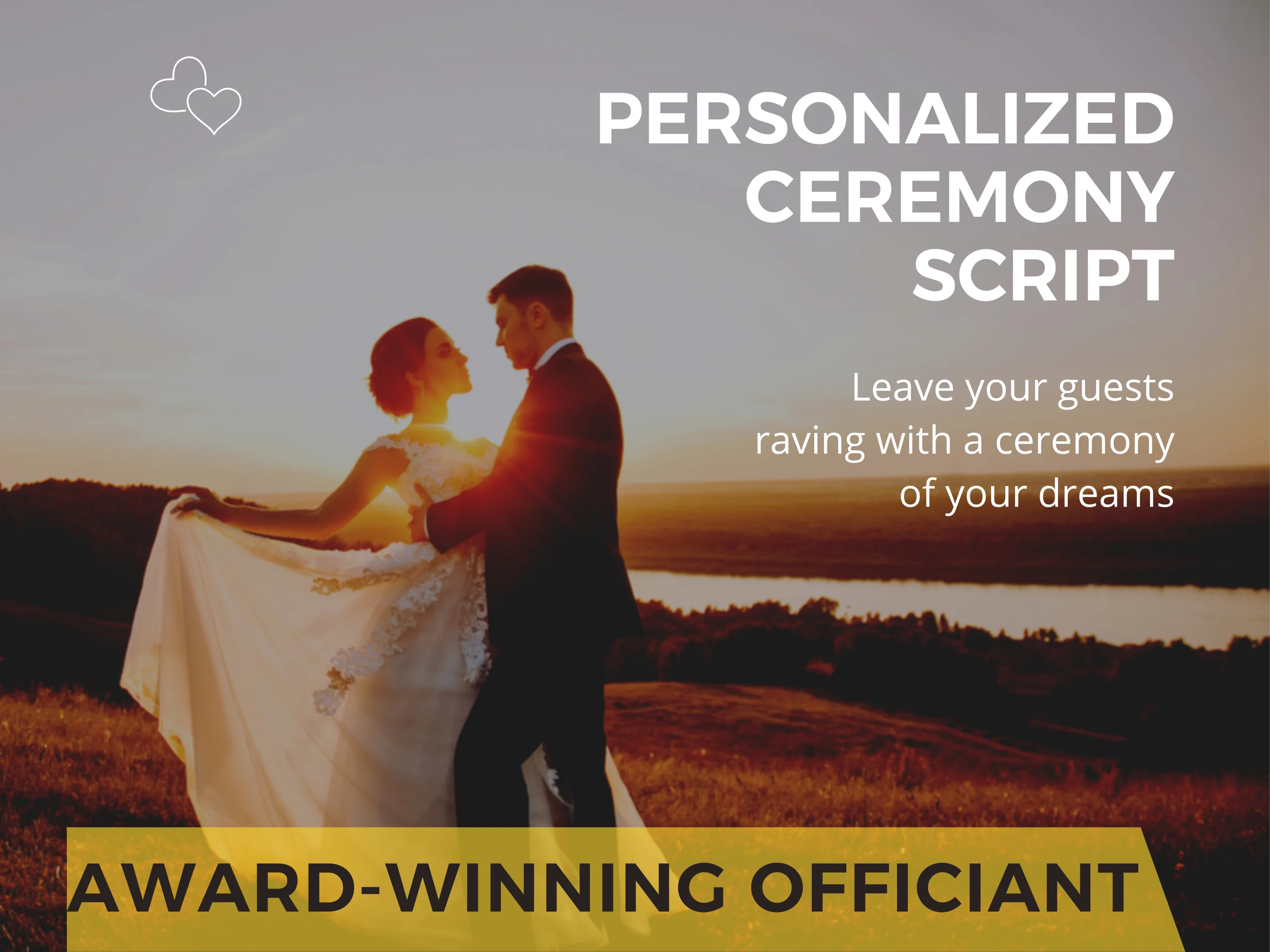 graphic for award-winning officiant's personalized ceremony script