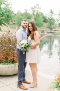 Bride and groom at their outdoor elopement on the canal of Indianapolis
